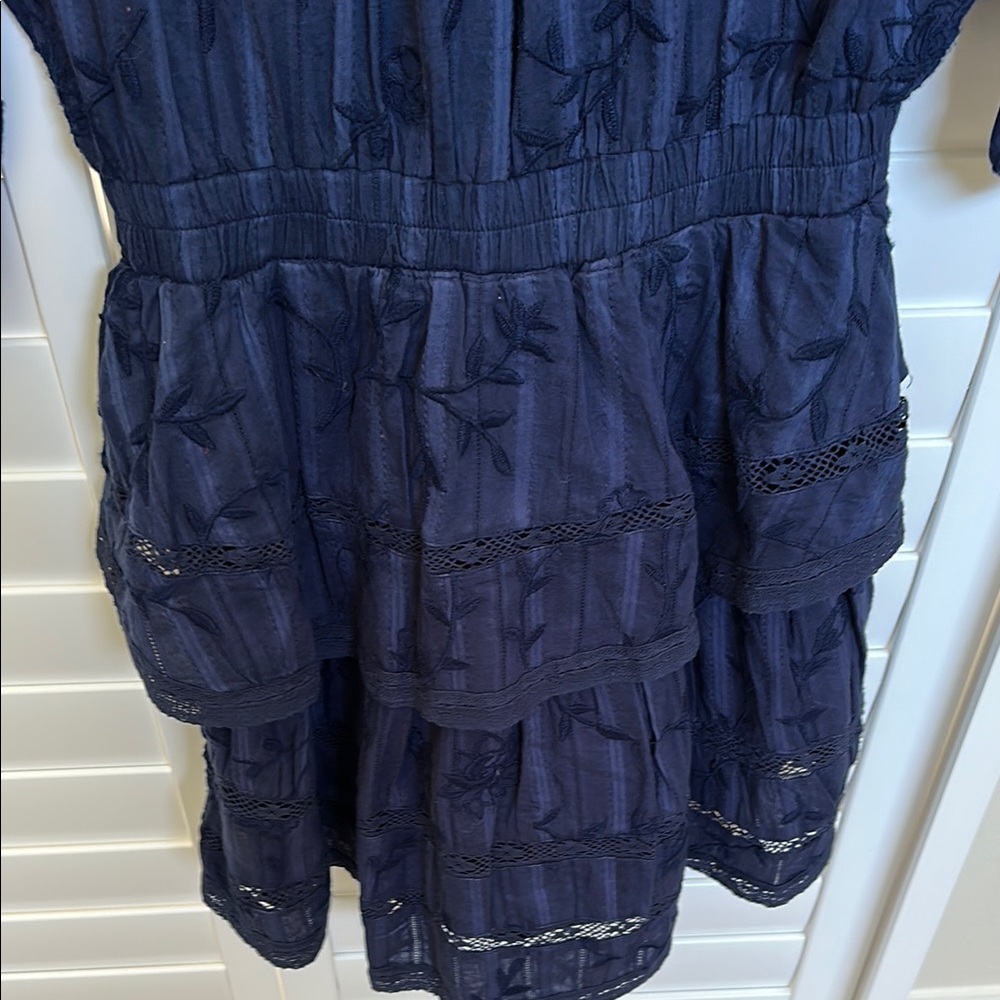 Allison NY Navy Blue Embroidered Ruffle Dress Size M NWOT - Picture 9 of 11